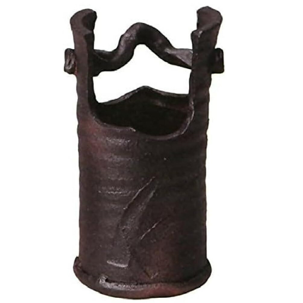 信楽焼 花器 コゲ丸手桶花入・4.5号