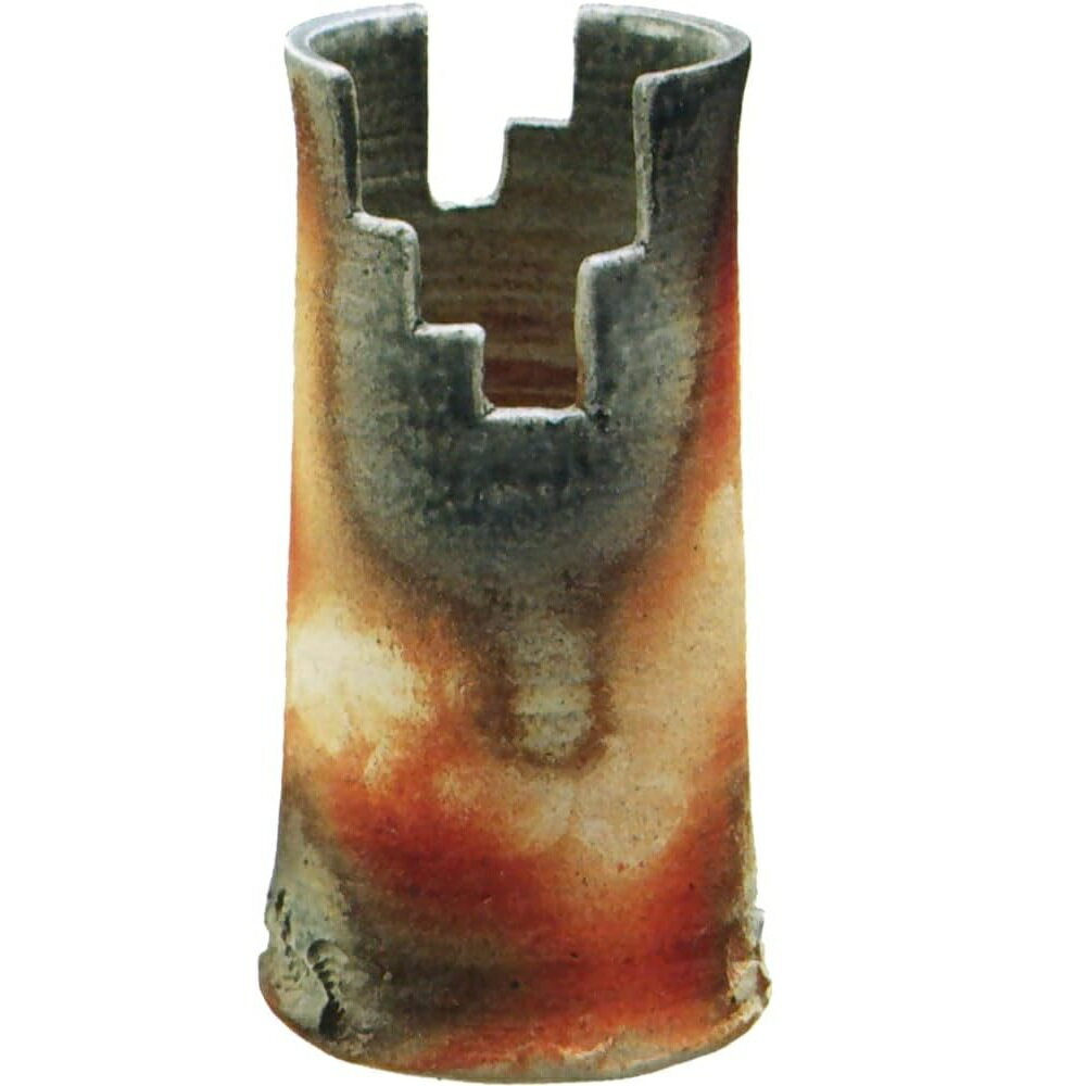 信楽焼 花器 青灰火色花入・6号