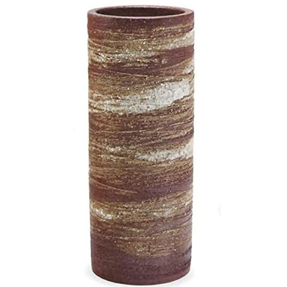 信楽焼 花器 窯変刷毛目寸胴花入・10号