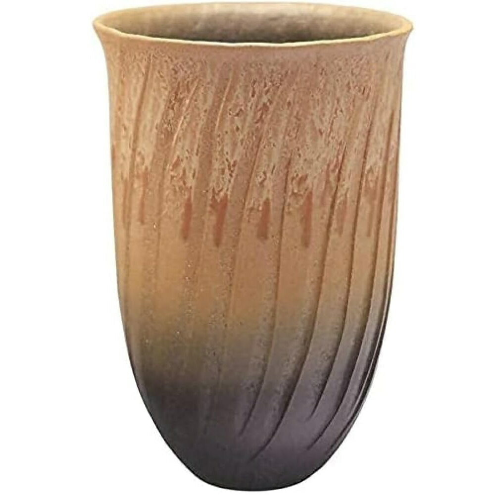 Rakuten - 信楽焼 花器 黄窯変ソリ花入・12号