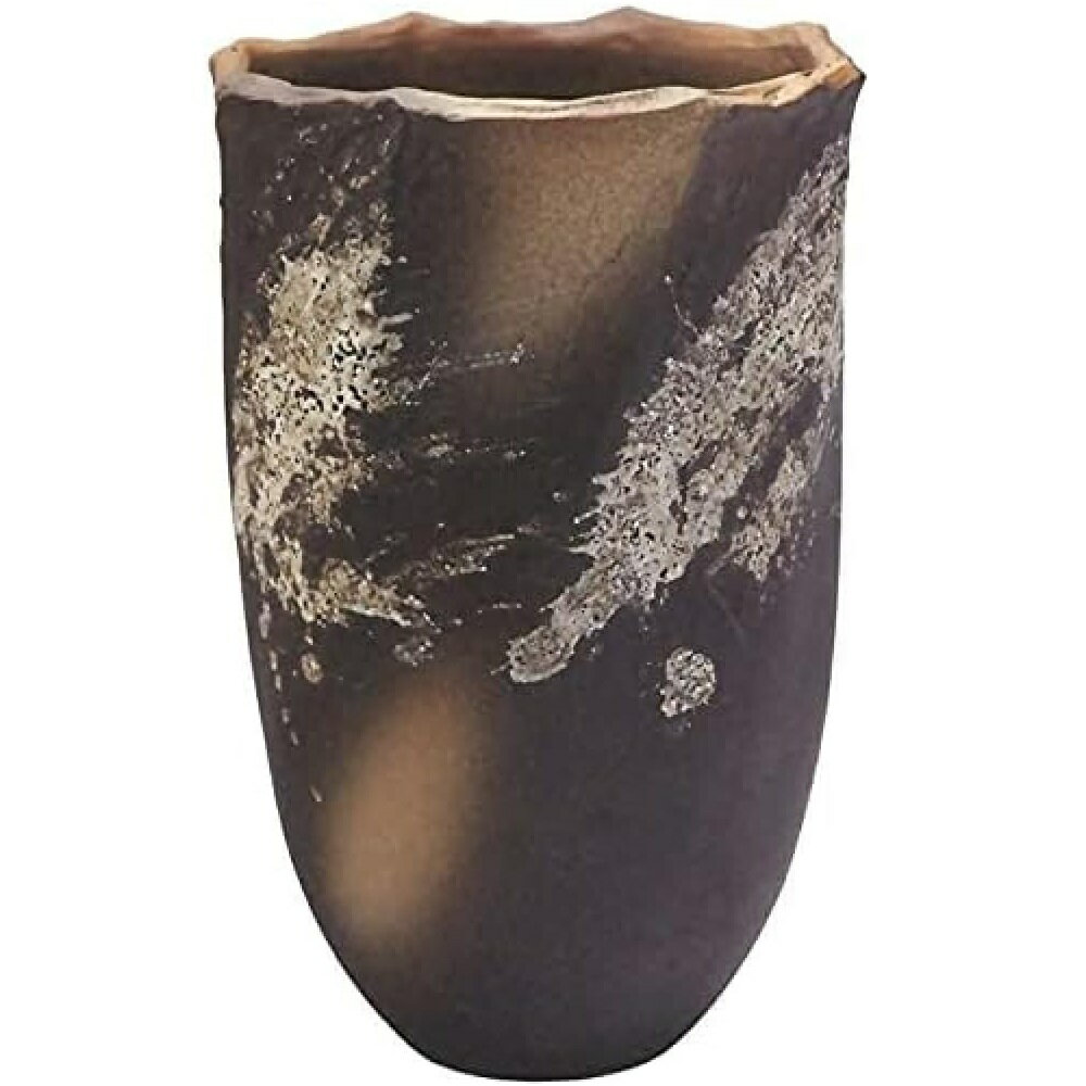 信楽焼 花器 ユズ肌八角花入・12号