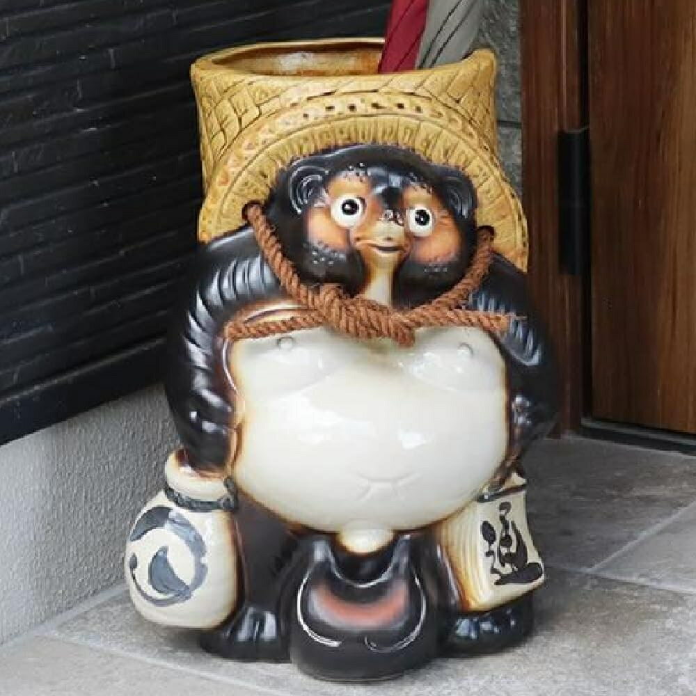 信楽焼 籠背負い狸・傘立 13号