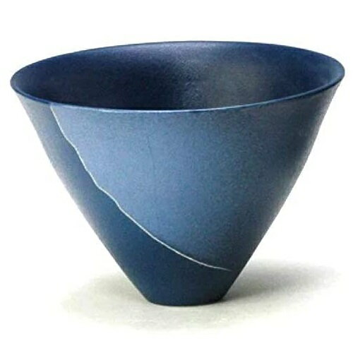 萬古焼 陶炎窯 大宮陶苑 花器 大シリーズ 紺 剣山受付