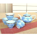 有田焼 外プラチナ牡丹 Uポット茶器(ポット・湯飲み×5客)
