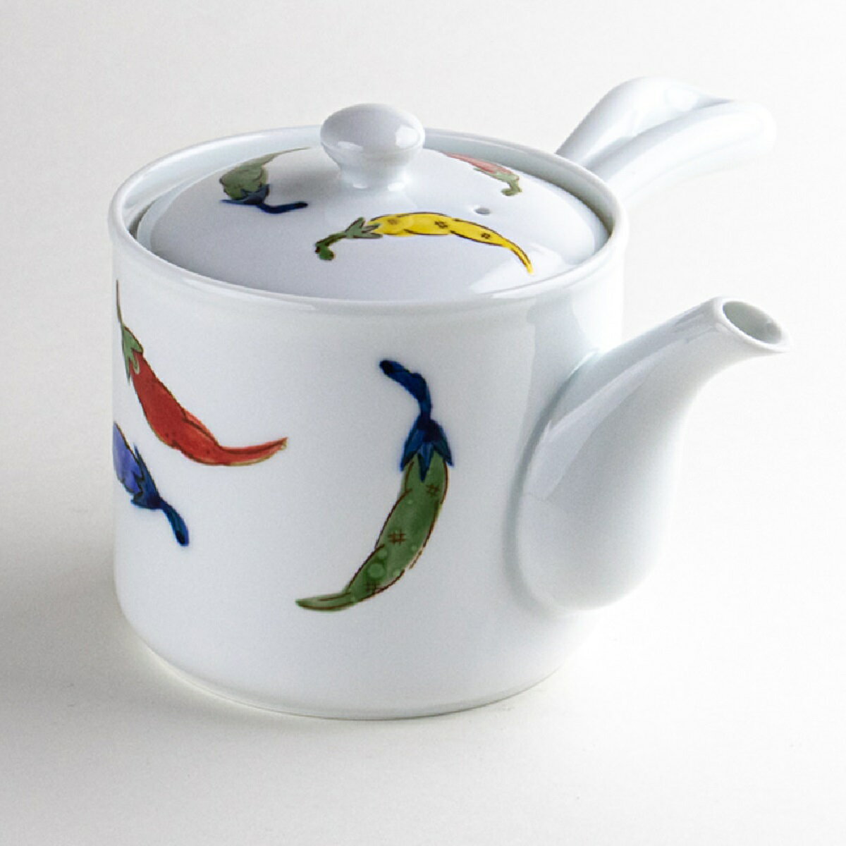 有田焼 色彩からし 軽々U急須（460ml）ステンレス製の網茶漉し付