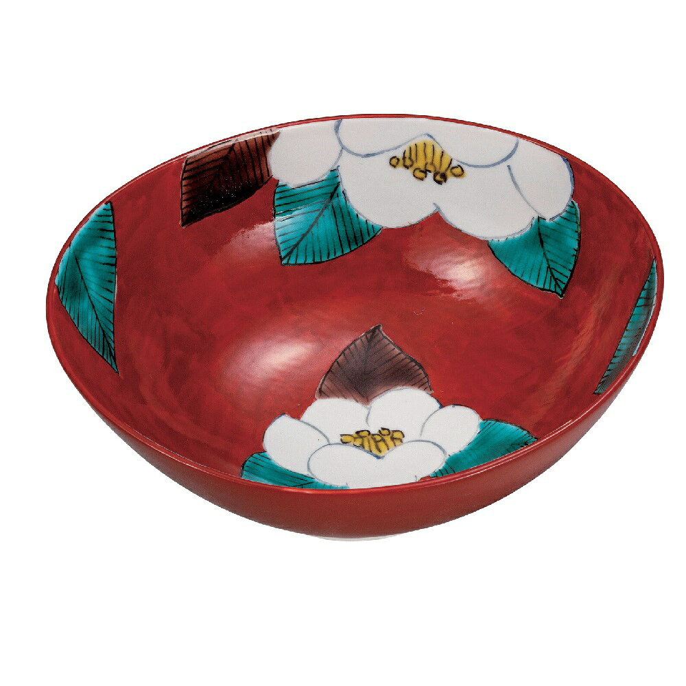 乐天商城 - 日本の伝統工芸品【九谷焼】6.5号鉢 朱地椿