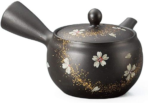 常滑焼　急須【帯網茶こし急須】黒ナデシコ帯網急須　富仙作 380cc