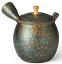 常滑焼 昭龍 金つまみ 長壺絢新天目急須 230ml (セラメッシュ茶こし)
