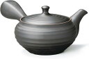 常滑焼急須【深蒸し急須/エム網急須】晶光黒円太線段急須