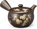 常滑焼 急須【機能急須/プレミアム茶こし】富仙黒泥帯丸山葡萄急須 350cc お茶の風味を、ハンターのごとく逃しません。