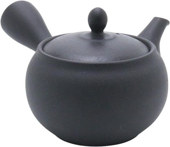 常滑焼　急須【機能急須/プレミアム茶こし】柏陽黒ノタ打無地急須 約330cc