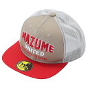 オレンジブルー　MZ FLAT CAP メッシュ UNITED フリー ベージュ×レッド