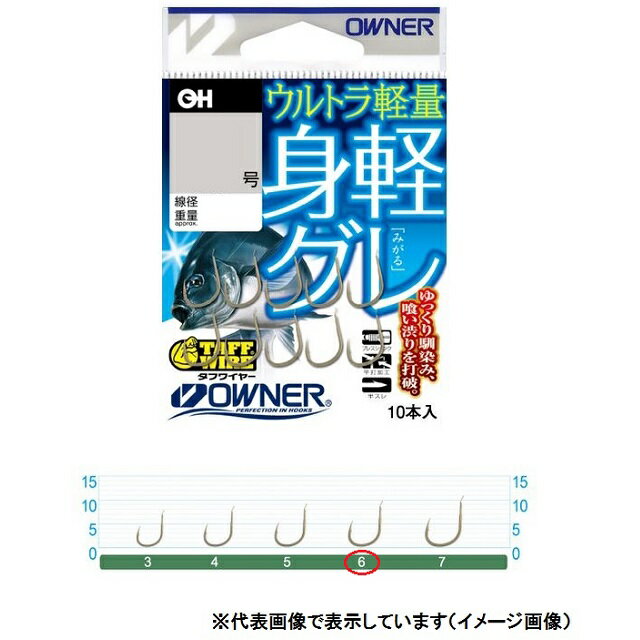 重量：37．8mg　号数：6号オーナーばりグレ鈎史上「最軽量」「最強」。ザ・ROCKで実証された「タフワイヤー」採用※掲載している商品の画像は代表画像を表示しています。また実物と色が違って見える場合があります。あらかじめご了承下さい。