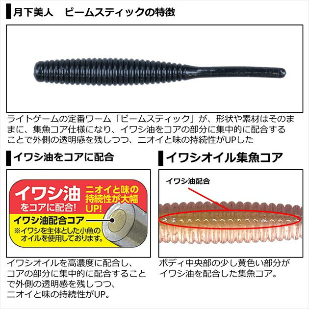 【ネコポス対象品】ダイワ ワーム 月下美人 ビームスティック 1.5インチ グローホ...