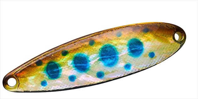 トラウトスプーンのベーシックモデル。サクラマス攻略はこれなしでは語れない。形状は細身のシェイプと肉厚形状。「よく飛び・よく沈み・よく泳ぐ」と3拍子揃ったベーシックな泳ぎで、初めの1本でありながら、ここぞという時の頼れる1本でもある。流れの速いポイントや高速リトリーブ、深場攻略など状況を選ばず使える点も特長。カラーはトラウトに必須のベーシックカラー（ゴールド・シルバー・シルバー×ブルー・ゴールド×レッド）を中心にタイガー、ヤマメパターンもラインナップ。ハンマー加工モデルもあり、同色でありながらアピールの違いを演出。カラー:アワビヤマメ サイズ(mm):35 標準自重(g):4.5 標準装備フック:#4オーナーS31シングルブラックフック ※実物と色が違って見える場合があります。あらかじめご了承下さい。