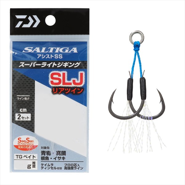 SLJに最適な様々な対象魚にマッチしたアシストフック。ソルティガアシストSSシリーズにSLJタイプが追加。様々な対象魚を狙うSLJ。狙う魚や場所によってフックサイズや本数を変えることもあるため、「フロントツイン」「リアシングル」「リアツイン」など合計32アイテムで、どんなシチュエーションにも対応できるラインアップを用意。タイプ:リアツイン サイズ:LL ※実物と色が違って見える場合があります。あらかじめご了承下さい。
