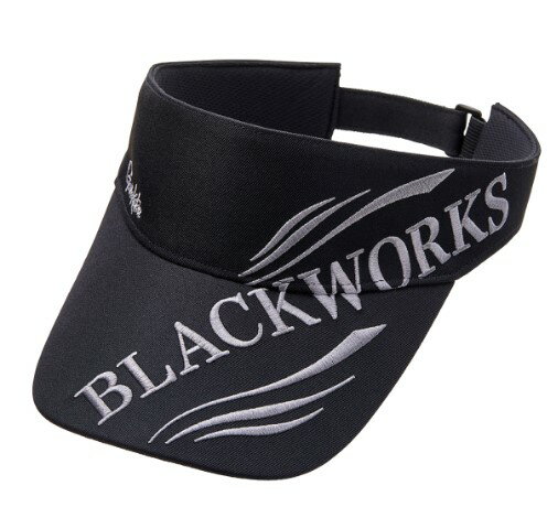 がまかつ 帽子 GM9107 サンバイザー(BLACK WORKS) ブラックxシルバー LL