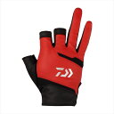 ダイワ 手袋 DG-1424 レザーフィットグローブ 3本カット レッド L
