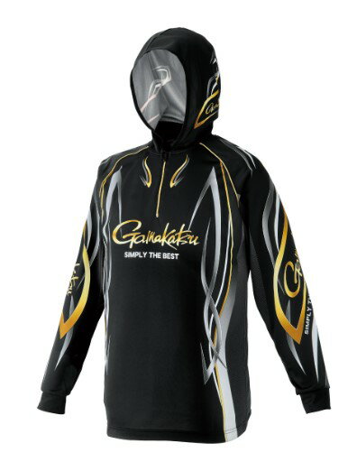 がまかつ ウェア GM3736 2WAYプリントジップシャツフーディ ブラック L
