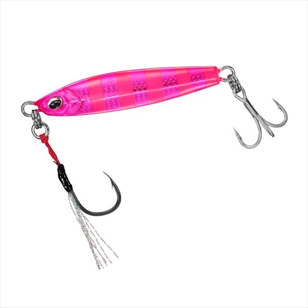 スモールベイトを偏食する青物に特化したサムライジグR SB(スモールベイト)。イワシの幼魚など、スモールベイトを偏食する状況で活躍。ボディ形状は、ただ肉厚コンパクトにするだけではなく、ベリー（腹）側にフラット面を設けることで水受けを良くし、レンジキープをしやすくするとともに、ボディフラット面のフラッシングでフィッシュイーターの捕食意欲を刺激する。ウエイトバランスは、若干リアバランスに設定することで、コンパクトボディと相まって安定の飛距離を約束。全長：80mm（アイ含む）重量（g）：60素材：鉛 ※実物と色が違って見える場合があります。あらかじめご了承下さい。