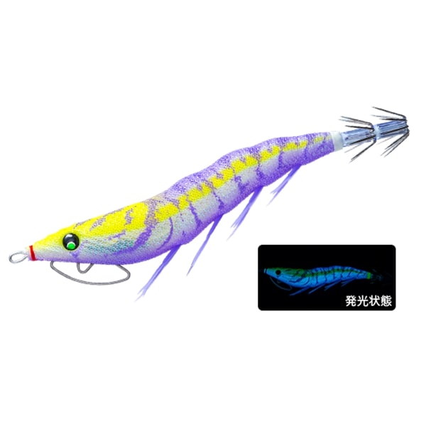 喰わせアクションはそのままに「カラーラトル」 と 「パタパタ波動」 のダブルアピール!!夜光ラトルとレッドラトルのカラーラトル（エビ音）にパタパタの波動で高活性のイカにハイアピール。『お月見パープル』月夜や常夜灯周りの使用に特化したカラー。...