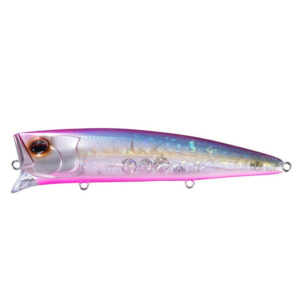 モーゼ145Fはターゲットをトップレンジに誘い出して食わせることにこだわった表層特化型ウェイクベイトである。一般的なボディとウェイトで出せるピッチを超えるべく、軽量ハニカムスーパーHPボディと突き詰められたラインアイ・ウェイト配置によりタイトハイピッチロールアクションを実現。更に、体高を持たせた強反射を生み出すフラット面に近いボディ 形状からくる明滅と、フラッシングでターゲットに猛烈アピール。デッドスローからミディアムファストリトリーブまで軽快な引き心地で引き波を立てて泳ぐ。流れやリトリーブスピード の変化でヒラを打ち、食わせの間を与えるなどの基本性能の追及はもちろんのこと、あえて表層をキープして常に水流を纏いながらシルエットをぼやけさせることで、 デイゲームやクリアウォーター等のルアーを見切られやすい状況でも思わずバイトさせてしまう。また、ロッドアクションでポッパーのように使用することも可能。ポップ音と内臓された大型スチールボールによるラトル音で、遠くの魚や深いレンジの魚にも気付かせバイトに持ち込む。全長：145mm重量（g）：42タイプ：フローティングフック：フロント・センター#2、リア#3 (BKK Fangs62-UA)リング：フロント・センター#4、リア#3.5レンジ：10cm(有効レンジ0〜10cm)アクション：タイトハイピッチロールアクション ※実物と色が違って見える場合があります。あらかじめご了承下さい。