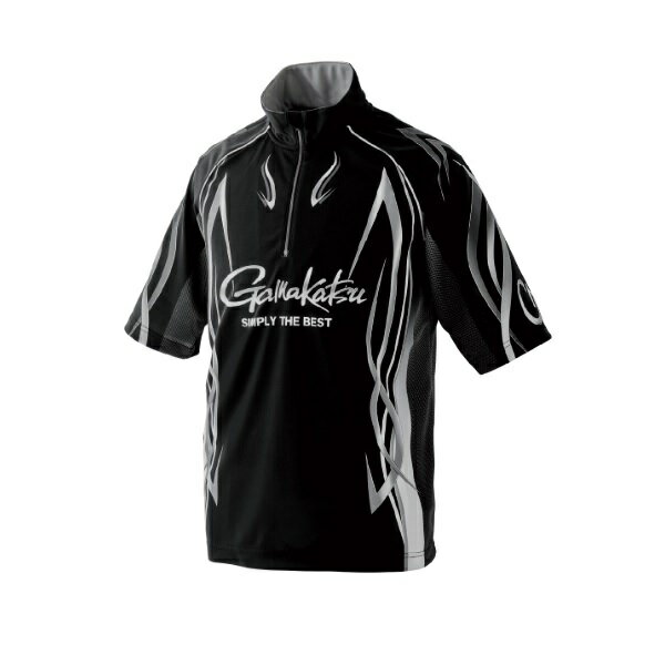 がまかつ ウェア GM3735 2WAYプリントジップシャツ(半袖) ブラック/シルバー 3L