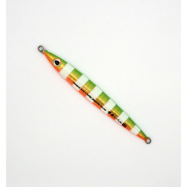 撃投シリーズ第3段。「レベル」。レベルの目指したものはタメのきく水平フォール。スローなジグ操作で真価を発揮します。撃投は「落とすジグ」ではなく「投げるジグ」ハードなフィールドでの酷使に耐えなければなりません。求められる機能は船からのそれとは異なります。まずタフでなければなりません。しかも飛ばなくてはなりません。できれば、軽快でなくてはなりません。着底感も、操作感も、魚のまとわりつきも・・・。全てが鈍くなるのがショアの釣り。だからこそ、諦めずに、繊細な操作を極めたいと思う。タメのきく、フロントウェイトジグ「レベル」こいつなら、またひとつ新しい世界が拓ける事は、間違いありません。全長：11.7cm重量（g）：50タイプ：メタルジグ ※実物と色が違って見える場合があります。あらかじめご了承下さい。