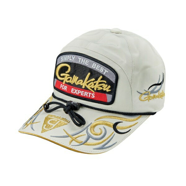 がまかつ 帽子 GM9112 フィッシングキャップ(ワッペン) ホワイト×ゴールド LL