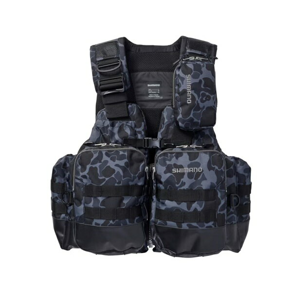 Fly Vest - シマノ ライフジャケット VF-274W アクトゲームベスト(レジャー用ライフジャケット) ブラックダックカモ L