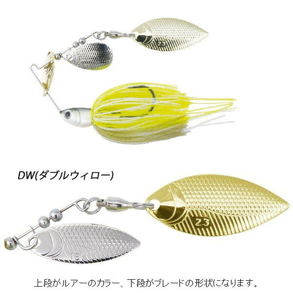 小魚が身をクネらせて泳ぐかのごとくスカートを躍動させるとともに、使い手に心地良い引き感をもたらすパーツ。ベイビーブルにおいては、サイズ以上のアピール力を寄与します。またスプリッターが浮き上がりを抑制することにより、一定層のレンジキープも容易です。【S402 ホワイトチャート】幅広い水色や天候にマッチする中間色。強すぎず弱すぎない色合いは、とりあえず・・・迷ったら・・・など、ひとつは持っておきたい定番実績色。ブレードカラーも、シルバー＆ゴールドで中間的に組みました。重量：3/16oz.タイプ：ダブルウイロー ※実物と色が違って見える場合があります。あらかじめご了承下さい。