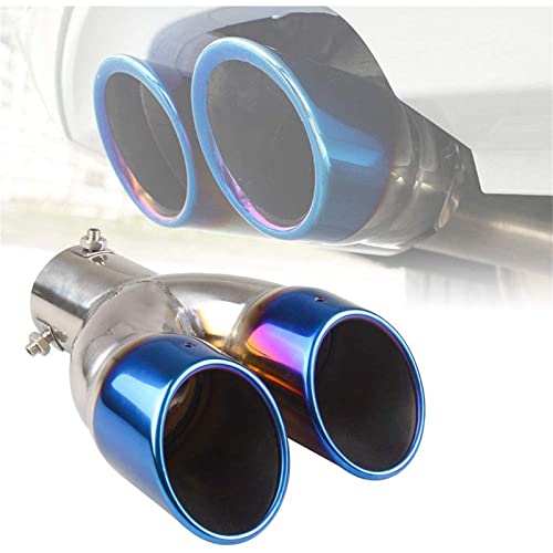 【送料無料】RUIEN 汎用 オーバル型 車用マフラーカッター 2本出し ストレート式 30mm-60mm取付直径 デ..