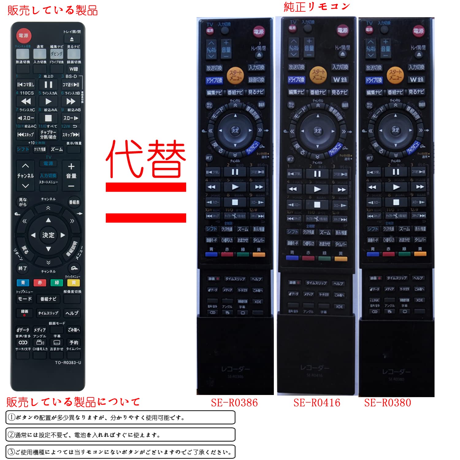 【送料無料】PerFascin レコーダー用リモコン Fit For TOSHIBA(東芝) SE-R0379 SE-...