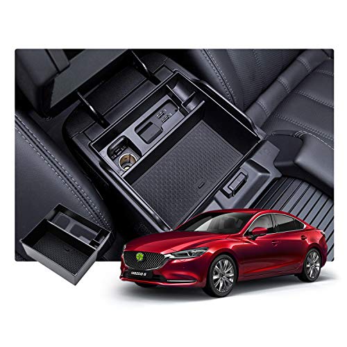 【送料無料】【RUIYA】マツダ6 アテンザ GJ系 2018年~ コンソールボックス 小物入れトレイ アテンザ コンソールトレイ 車種専用 車内収納ボックス マツダ6 カーアクセサリー アテンザ コンソール トレイ 内装パーツ アームレストボックス ラバーマット付き