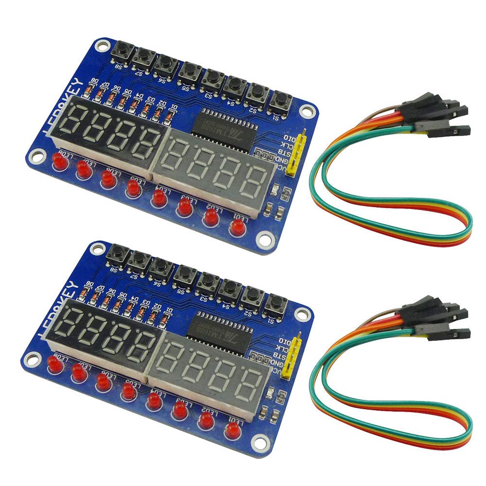 【送料無料】KKHMF 2個 TM1638 8ビット LED デジタル チューブ 8キー ディスプレイ ボタン 電子モジュ..