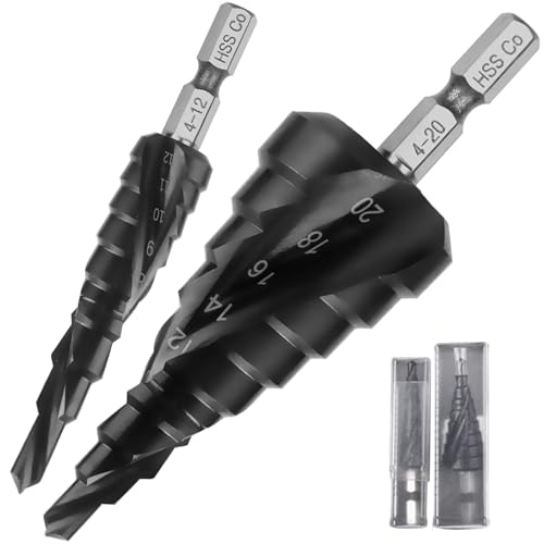 【送料無料】ステップドリル 改進版 ONUEMP 六角 2本セット HSS-Co M35 超高硬度 4-20mm 9段 4-12mm 9段 チタンコーティング スパイラル hss ドリル 螺旋 六角スパイラル 2pcs 穴あけ たけのこドリル