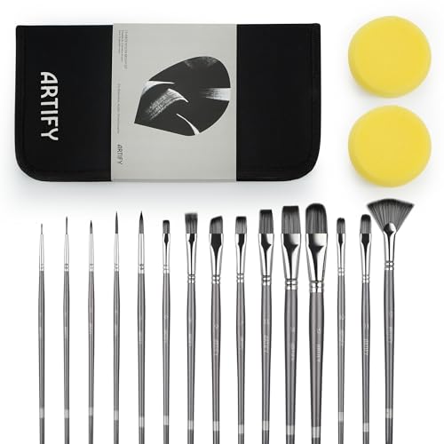 【送料無料】ARTIFY art supplies ペイントブラシ、15個ポップアップスポンジ携帯ケース、無料パレット..