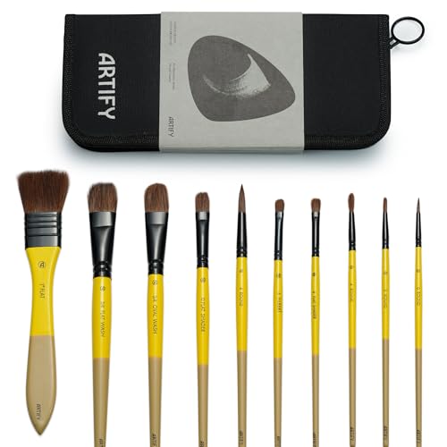 【送料無料】Artify 絵筆 10本 セット 水彩 油彩 油絵 アクリル ガッシュ絵に適する ナイロン製 画筆 ..