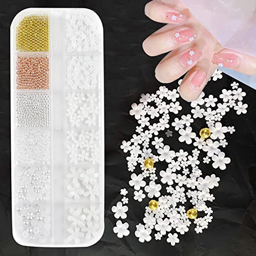 【送料無料】Coollooda ネイルパーツ 花 ネイルアート 立体 お花 ブリオン 半円パール ジュエリーパー..