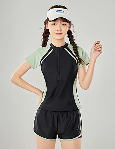 キャスティングドクターショップの【送料無料】[AILITI] 水着 キッズ 女の子 半袖 ラッシュガード ショートパンツ 上下セット セパレート 水着 UVカット 速乾 スイムウェア ガールズ｜アングル3