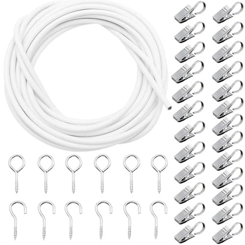 【送料無料】HOTQ カーテンレール ワイヤーロープ フック すぐ使える 取付簡単 吊り下げ キッチン クロ..