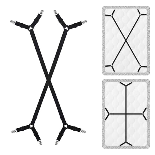 【送料無料】TVETE マットレス ズレ防止 ベルト ベッドシーツクリップ 黒 ボックスシーツ 留め ...