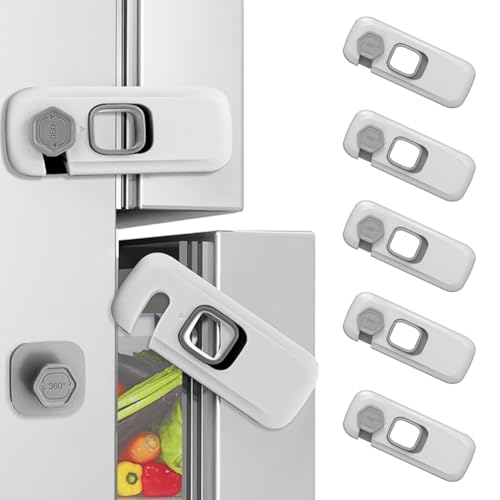 【送料無料】チャイルドロック 【5本セット】 引き出し ロック キャビネットロック 冷蔵庫 ベビーガード いたずら防止 けが防止 ワンタッチ開閉 剥がし無痕 ドア ロック 地震 食器棚 扉 ストッパー 強力粘着 子供/赤ちゃん/高齢者/ペット安全 地震対策 取り付け簡単（ラ