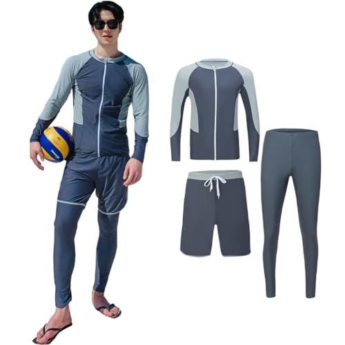 【送料無料】[Candy Kiosk] ラッシュガード メンズ 水着 3点セット 上下セット 長袖 前開き フィットネ..