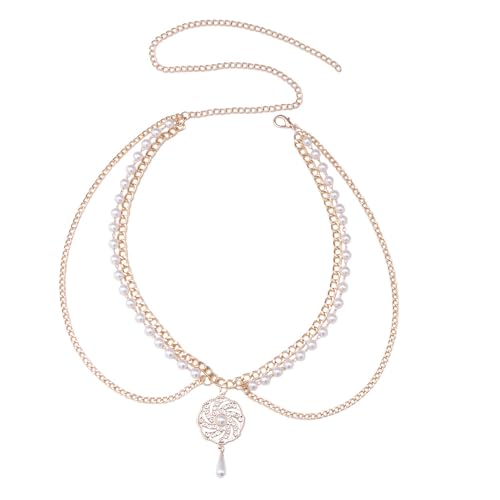 【送料無料】SITEDAN ウエストチェーン パール ウエストベルト 腰 ジュエリー アクセサリー セクシー ボディチェーン 腰飾り ベリーダンス ヒップスカーフ ビキニビーチ ボヘミアン風