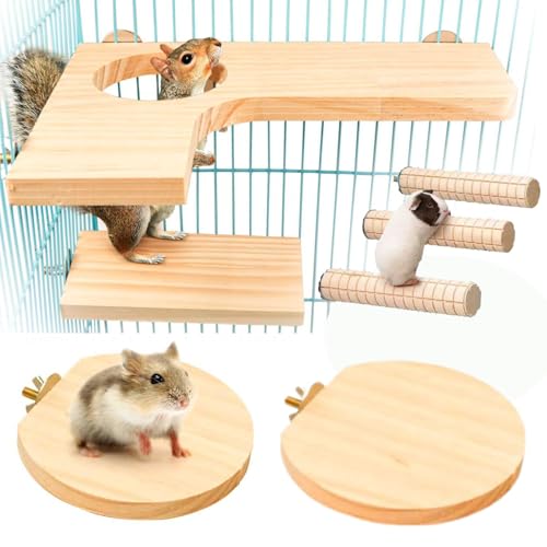 【送料無料】HOTQ ハムスター ステージー ステップ台 木製 踏み台 かじり木 チンチラ 飼育ケージ内装 ..