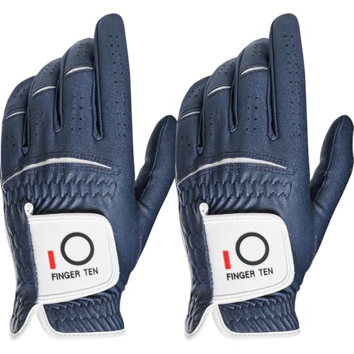 【送料無料】ゴルフグローブ メンズ マイクロファイバーレザー 2枚セット 柔らかめ 伸縮・通気・耐摩耗・滑りにくいグリップ 雨 汗に強い 全天候モデル ゴルフウ...