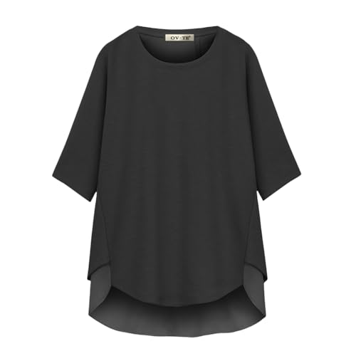 【送料無料】[xppe] Tシャツ レディース フリル シフォンニット 前短後長 ゆったり カウルネック 五分..