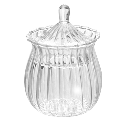 【送料無料】ガラス製 小物入れ コットンポット グラスポット 保存容器 透明容器 ガラス 収納ボックス 蓋付き 雑貨 シンプル クリア ホテル 家庭 レストラン 小物