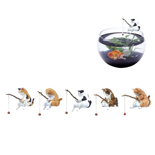 【送料無料】TUDOUZZZ 釣り猫 アクアリウム オブジェ 釣り日和 子猫釣り 置物 樹脂 リアル ミニ 猫釣り..